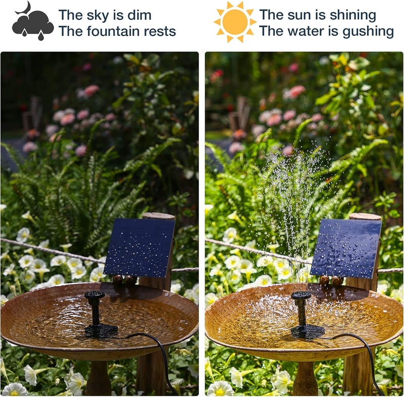 AISITIN Solar Water Pump for Water Feature Outdoor, DIY Solar Fountain Kit with 6 Nozzles and 9.8ft Power Cord, Solar Powered Water Fountain Pump for Bird Bath, Ponds, Garden, Fish Tank, 2 Packs - Image 5